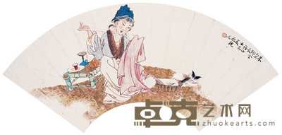 郑乃珖 仕女 扇面 18.5×51cm